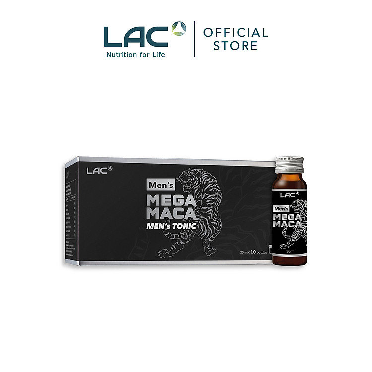 NƯỚC UỐNG TĂNG CƯỜNG SỨC KHỎE, SINH LỰC VÀ THỂ TRẠNG DÀNH CHO NAM GIỚI LAC MEN'S MEGA MACA (30ML X 10 CHAI)