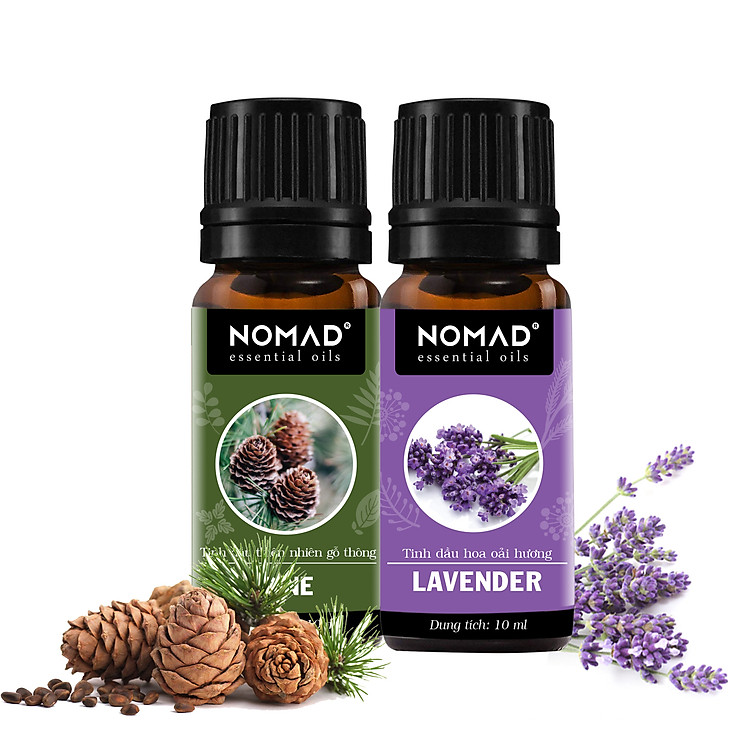 Combo 2 Tinh Dầu Nguyên Chất Nomad: Tinh Dầu Hoa Oải Hương (10ml) + Tinh Dầu Gỗ Thông (10ml)