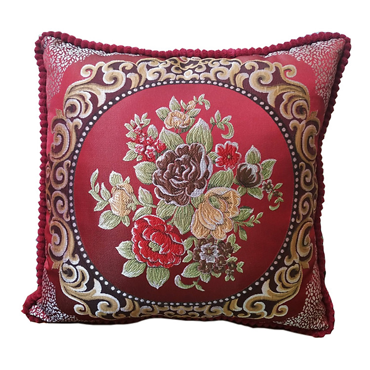 Gối tựa lưng sofa vải gấm thêu cao cấp 45 x 45cm - Giao ngẫu nhiên