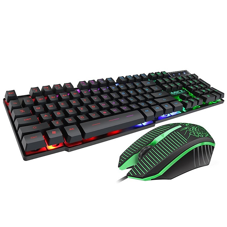 Bộ phím chuột gaming giả cơ đèn nền có dây USB MK-680 - chính hãng