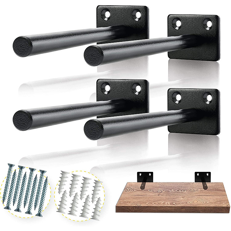 Bộ 4 chốt âm kệ treo tường, pát âm đỡ kệ trang trí bằng thép đặc 15cm kèm phụ kiện vít tắc kê – Hàng chính hãng