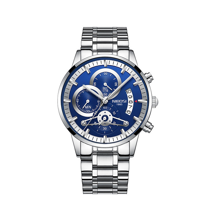 Đồng hồ nam Nibosi 2309-1 dây thép 6 kim lịch ngày cao cấp JS-23091