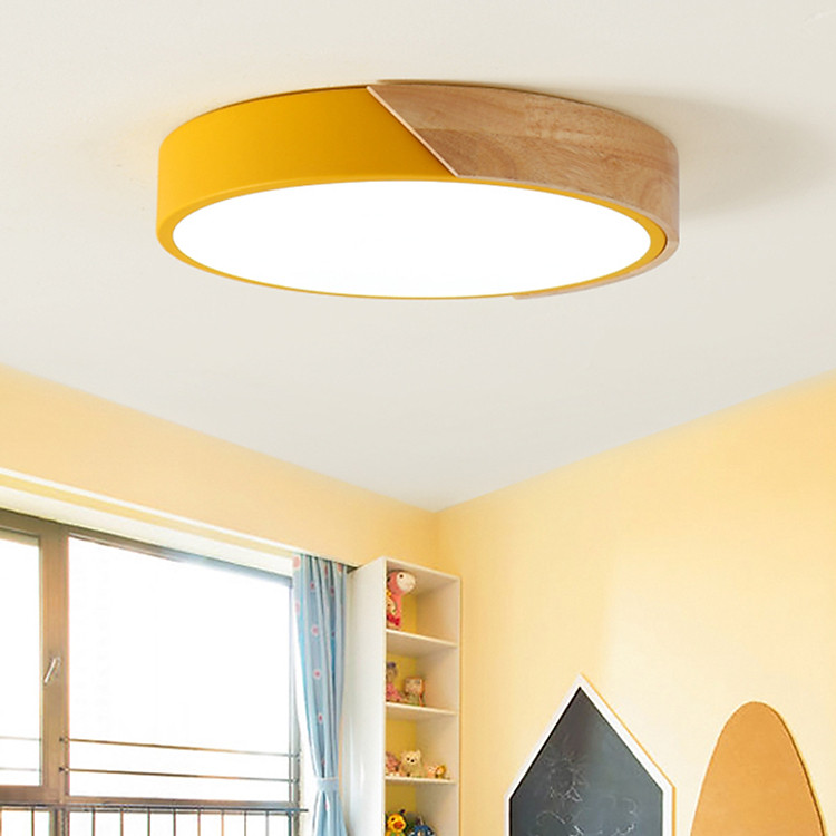 Đèn ốp trần - đèn trần - đèn ốp cầu thang, hành lang VINTAGE ốp gỗ 3 chế độ màu ánh sáng