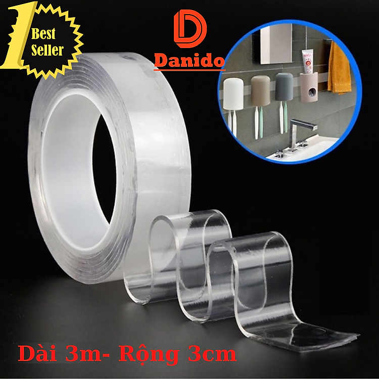 Băng dính nano 2 mặt (dài 3m, rộng 3cm) - Ảnh 4