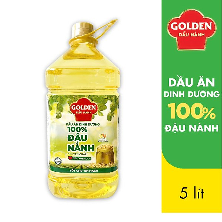 {Đơn 199k tặng hộp bơ 80g} Dầu Đậu Nành cao cấp Golden 5 lít