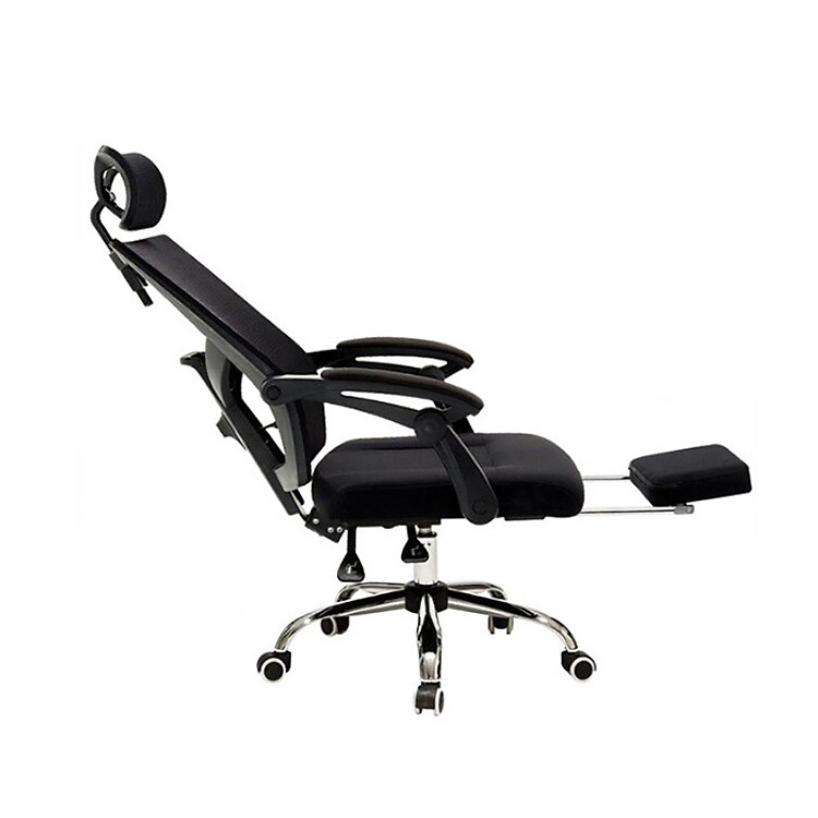 Ghế văn phòng chân xoay gác chân CR4305 Ghế làm việc lưng lưới thoáng khung nhựa chắc chắn ó gác chân ngã lưng thư giãn office chair hcm