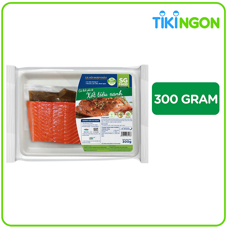 Cá hồi fillet xốt tiêu xanh SG Food Đông Lạnh 300g