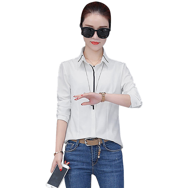 Áo sơ mi nữ cổ viền màu
