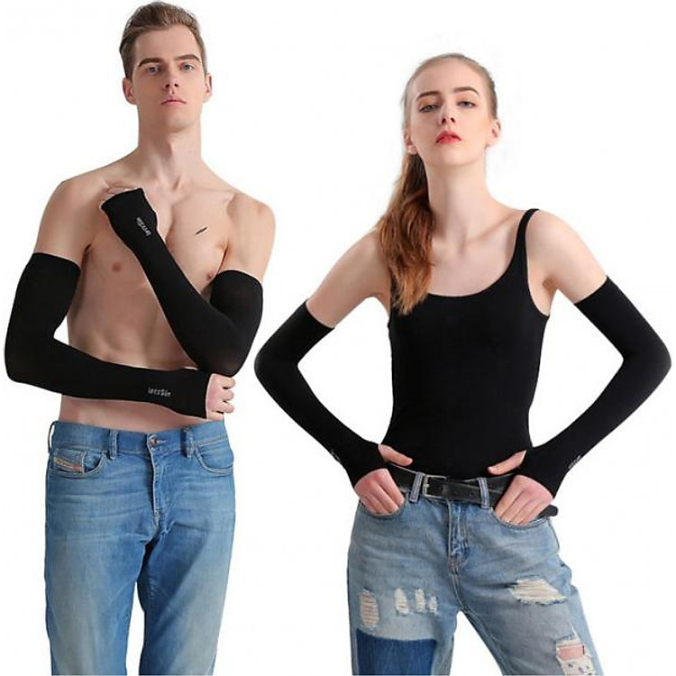 Combo 2 đôi găng tay chống nắng nam nữ, chống tia UV (Đen)
