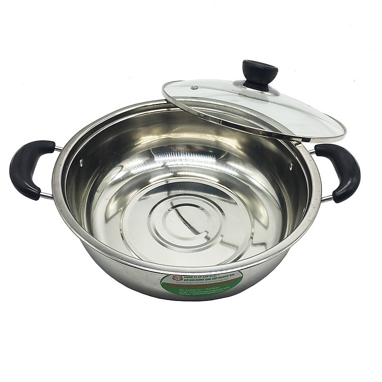 Nồi lẩu inox cao cấp Hoàng Gia loại quai bọc nhựa size 28cm(Bạc)
