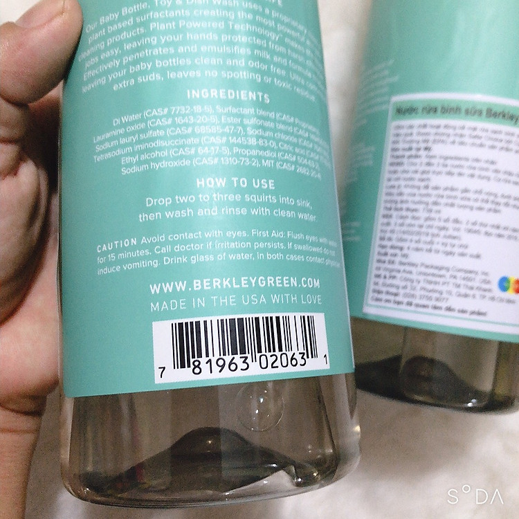 Nước rửa bình Berkley Green 739ml Chính hãng Giá tốt - Hình ảnh 4