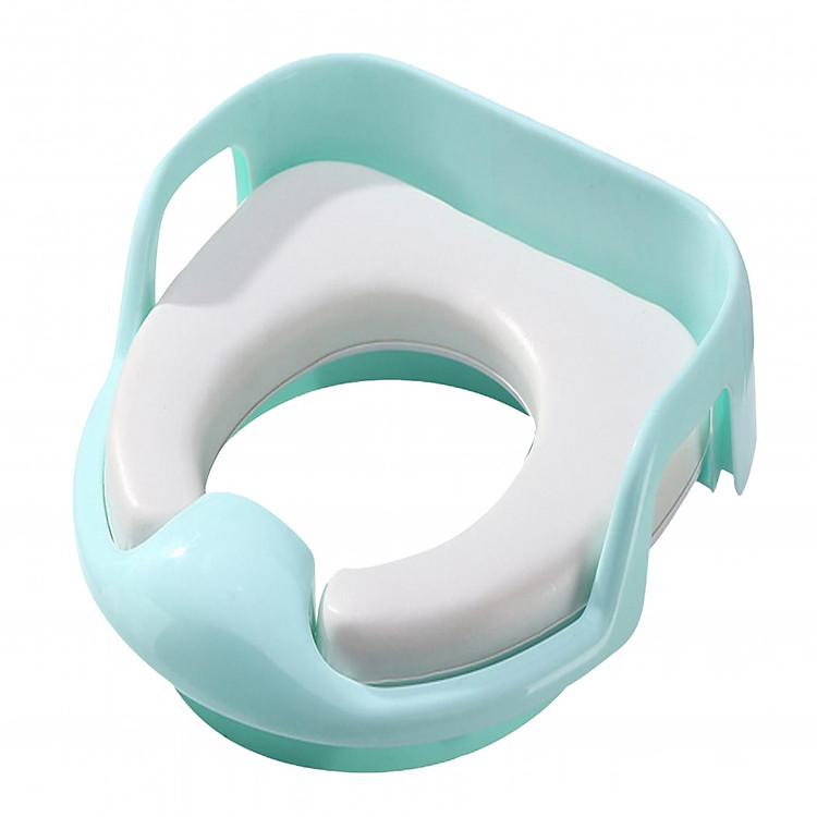 Bệ lót thủ nhỏ bồn cầu có tay vịn - màu xanh