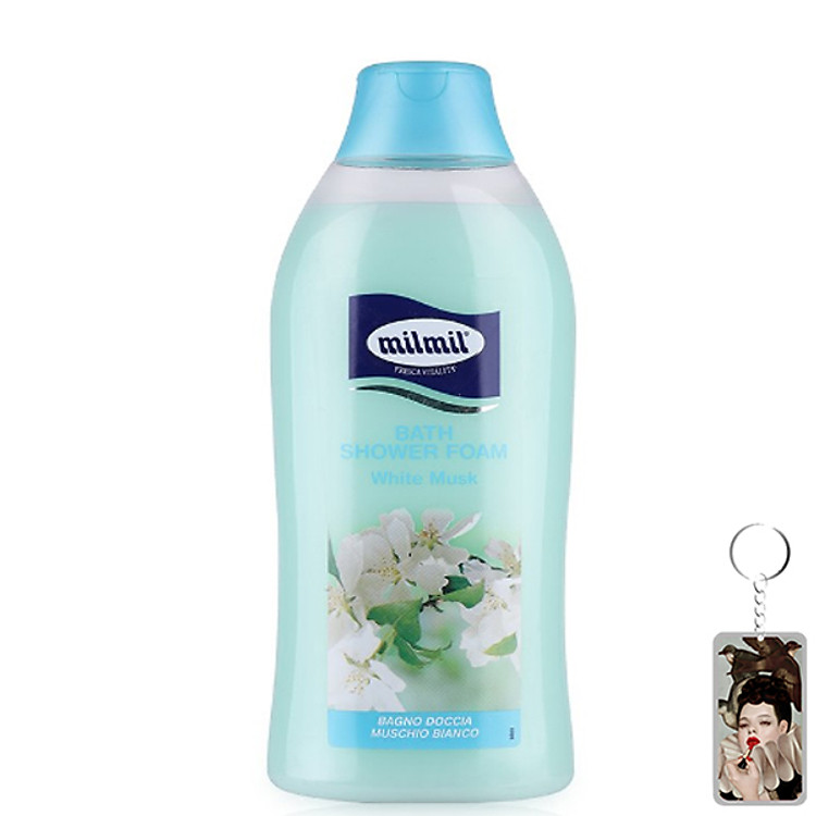 Sữa tắm xạ hương trắng Milmil Bath Shower Foam White Musk 750ml tặng kèm móc khóa