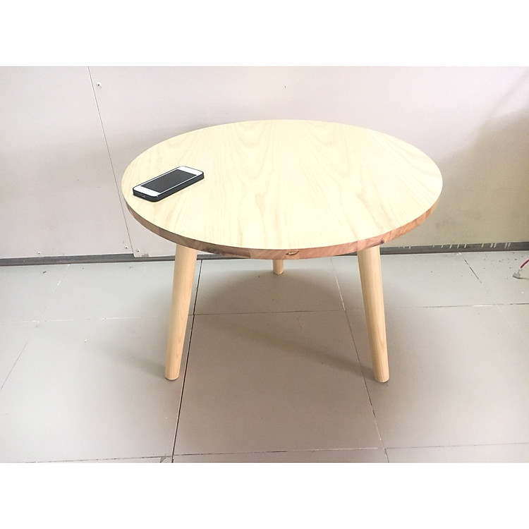 Bàn trà sofa hình tròn gỗ cao su 60x45