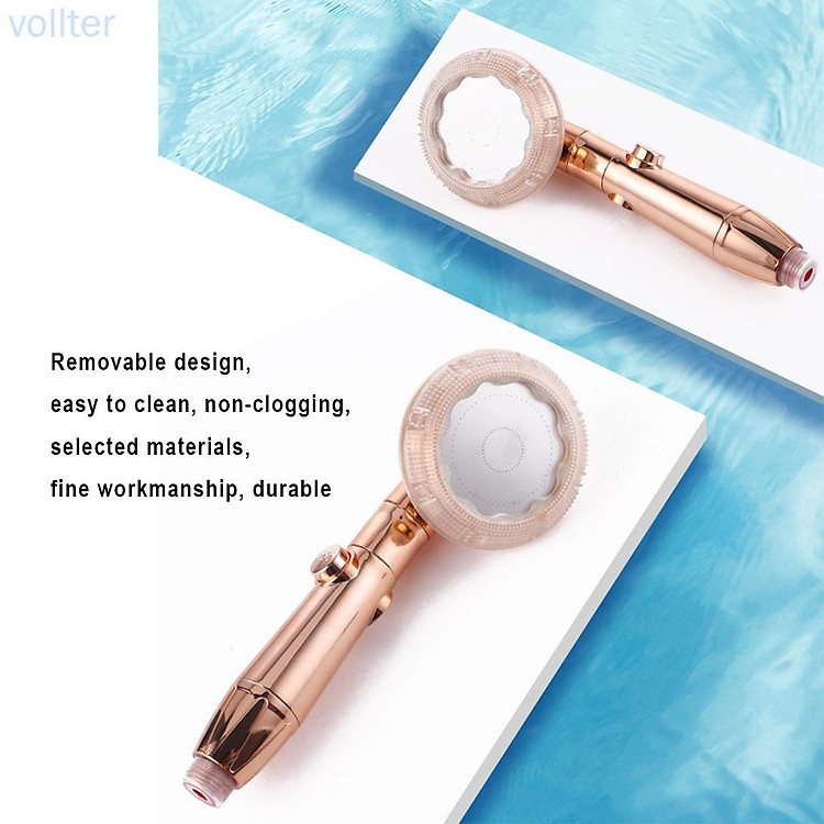 Đầu Vòi Hoa Sen Bằng Nhựa Màu Vàng Hồng Có Thể Điều Chỉnh Áp Suất Cao