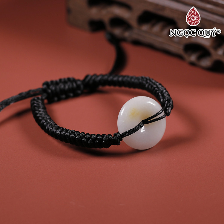 Vòng thắt dây đồng điếu cẩm thạch A - Đồng điếu phí thúy type A chấp nếp mịn 18mm mệnh hỏa, mộc - Ngọc Quý Gemstones