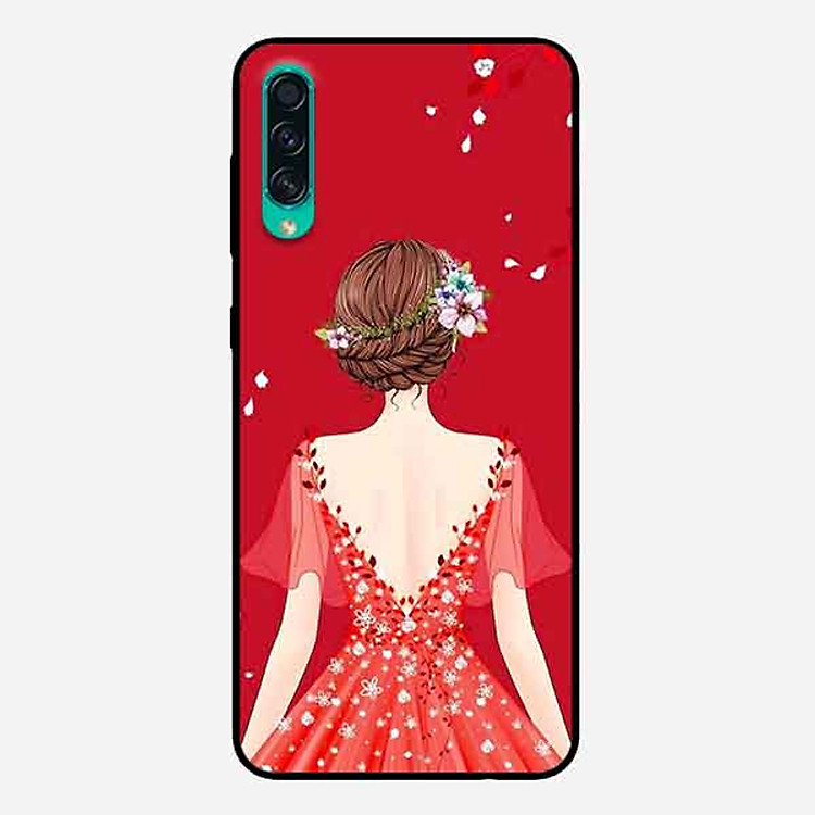 Ốp Lưng in cho Samsung A50 Mẫu Cô Gái Váy Đỏ - Hàng Chính Hãng
