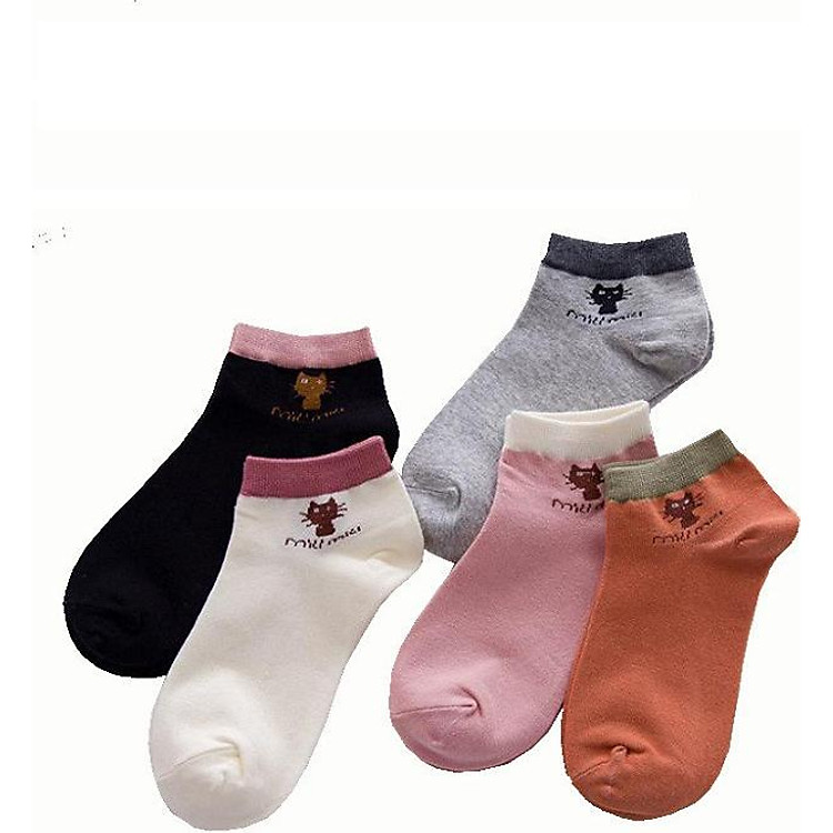 Combo 10 Đôi Tất Vớ Nữ Cổ Ngắn Hình Mèo Cao Cấp Hàn Quốc - 5Star