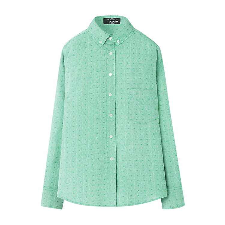 Áo Sơ Mi Nữ Tay Dài THE COSMO Printed Oxford - Green