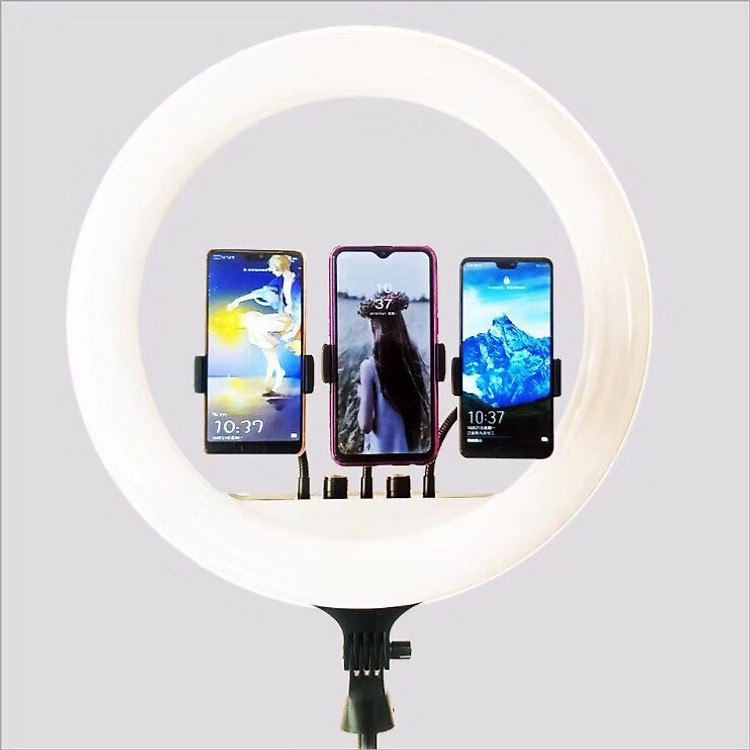 Đèn Led Hổ Trợ LiveStream ,Trang Điểm 36cm- 3 Giá Đỡ Điện Thoại