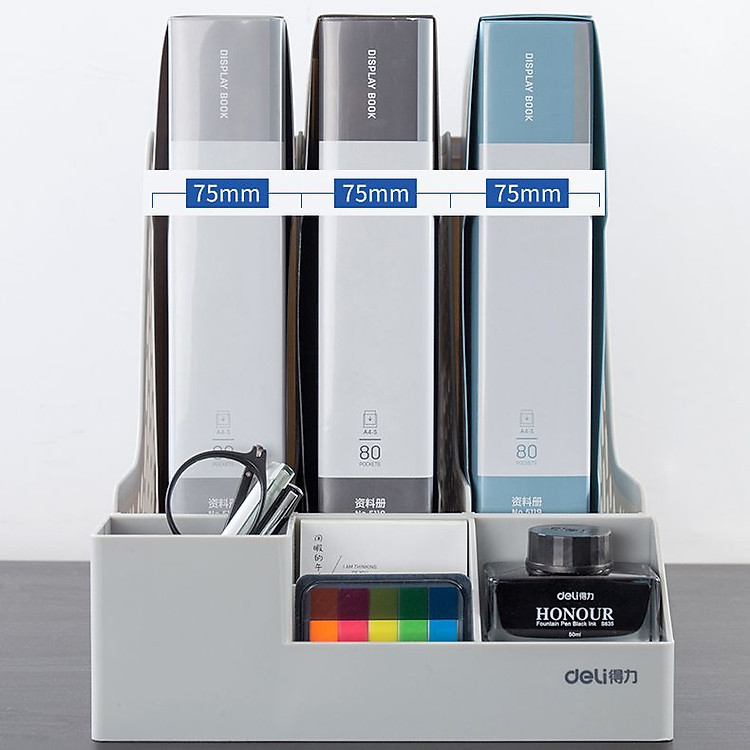 Kệ hồ sơ 3 Ngăn Deli Z00112 với Khay Để Bút - Ảnh 3