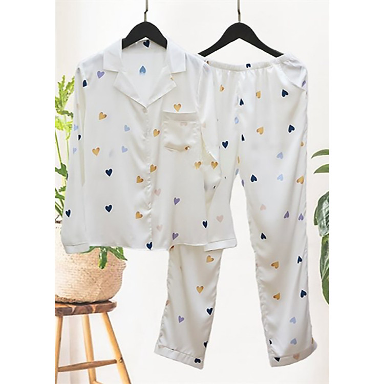 Bộ Pijama dài họa tiết trái tim đáng yêu H074
