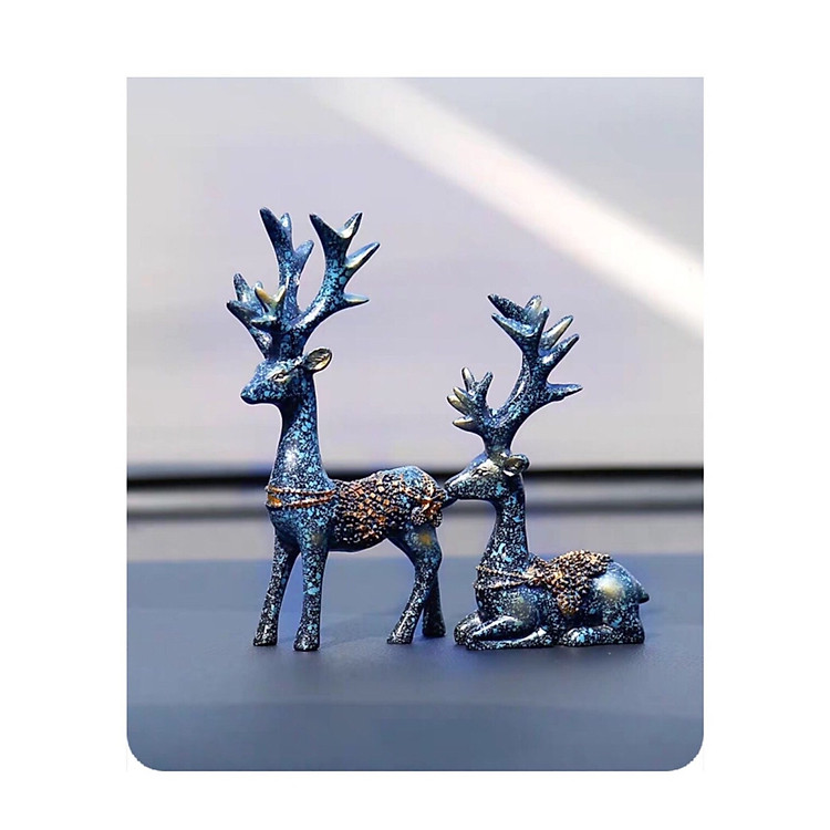 Tượng decor trang trí cặp hươu xanh nhung