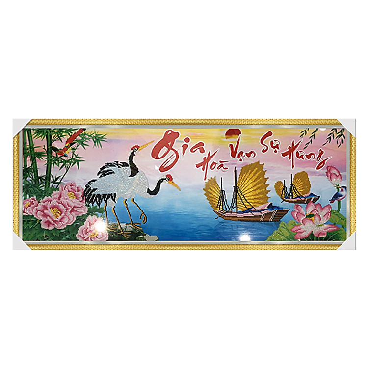 Tranh Đá Quý Mừng Tân Gia Hình Cò H8 YN5001 (121 x 50 cm)
