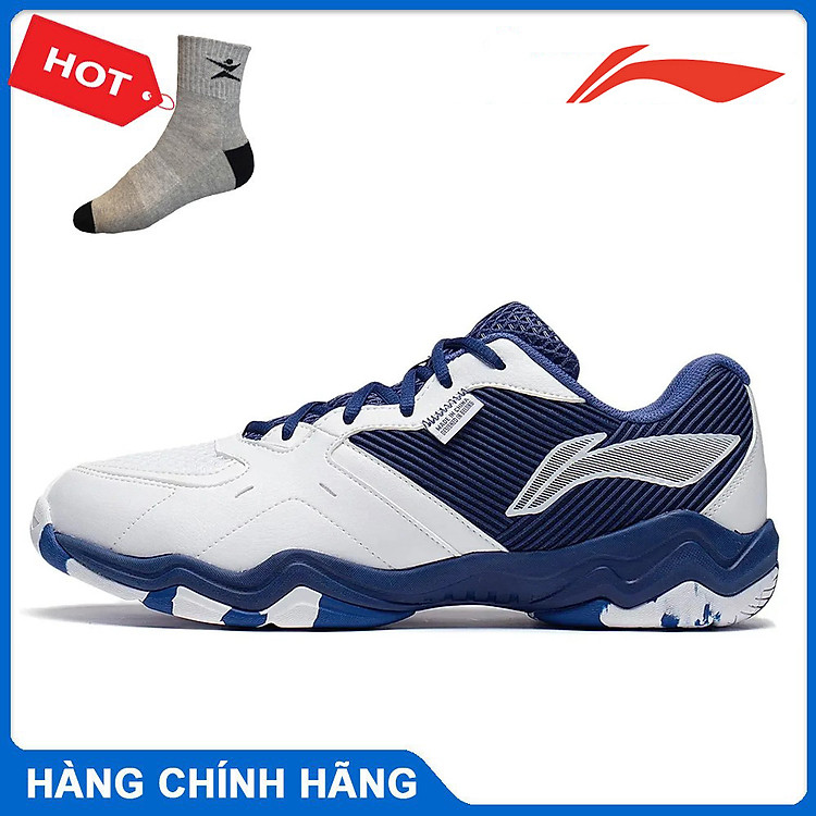 Giày cầu lông Lining Soundwave II chính hãng AYTS016-2 màu trắng phối xanh mẫu mới dành cho nam