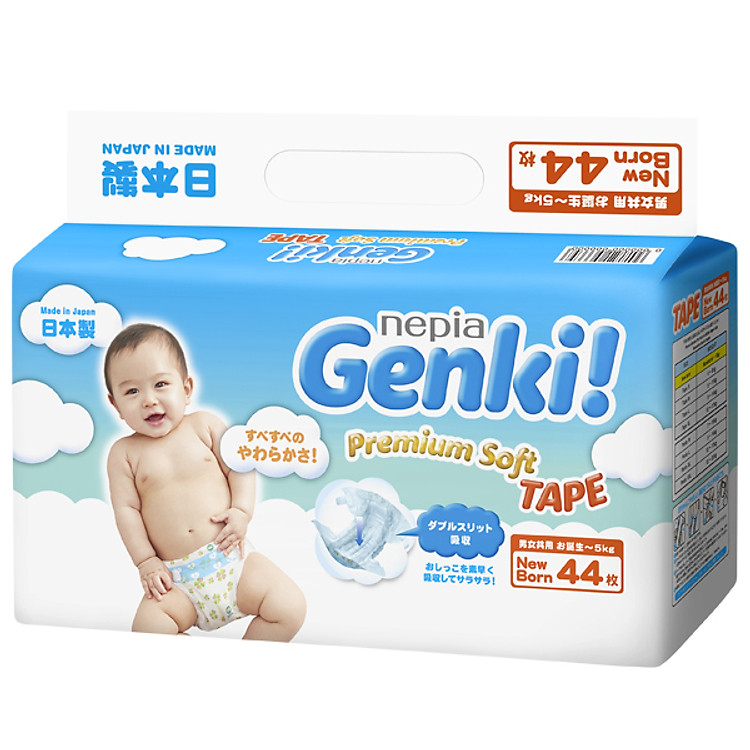 Tã dán Nhật cao cấp Genki (NB, 44 miếng)