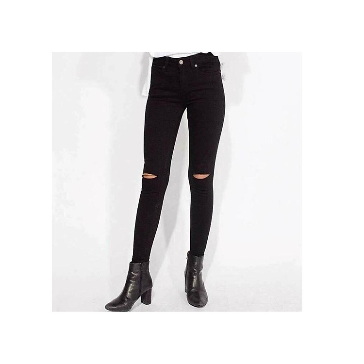 Quần jean skinny nữ, rách gối, co giãn, cạp cao ôm chân tôn dáng