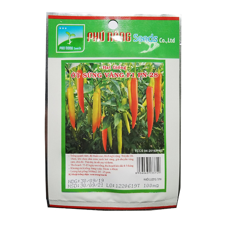 Hạt giống ớt sừng vàng F1 PN-28 (100mg/gói) Phú Nông