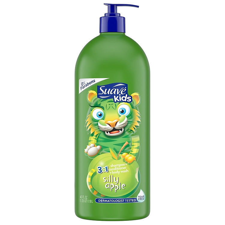 Gội xả tắm Suave Kids 3in1 hương táo xanh Shampoo + Conditioner + Body Wash 1.18 lít