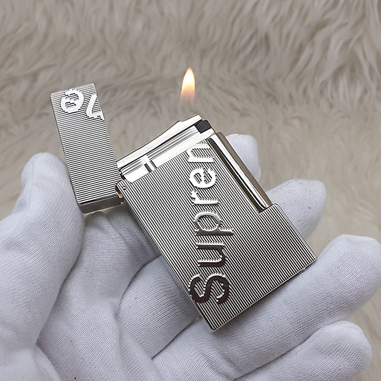 Vỏ Hột Quẹt Bật Lửa Upon Gas Đá D185T Họa Tiết Kẻ Chéo In Chữ Đẹp Độc Lạ - Dùng Gas Đá Cao Cấp