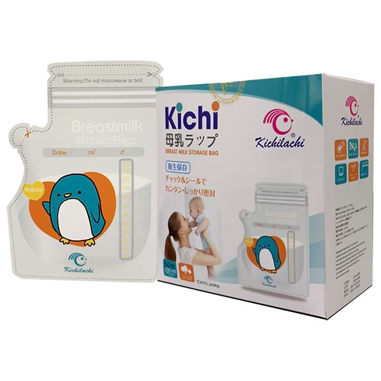 Túi trữ sữa Kichilachi 250ml Chính hãng(Hộp 50 túi)