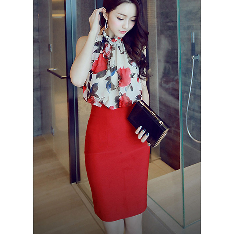 Đầm yếm voan hoa hồng DAM011