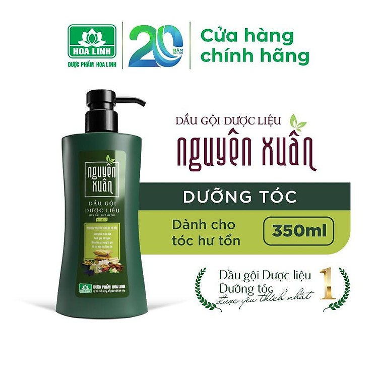 Dầu Gội Dược Liệu Nguyên Xuân Xanh 350ml - Dưỡng Tóc (Khuyến mại thêm 35ml giá không đổi)