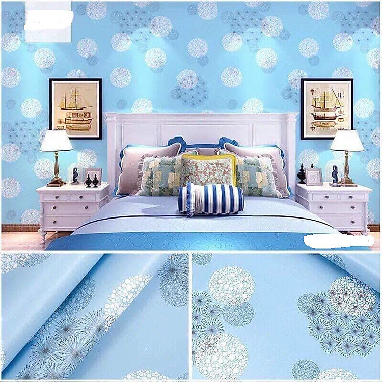 Combo 10M decal giấy dán tường Tú Cầu Trắng Xanh (10mx0.45m) - decalsusu