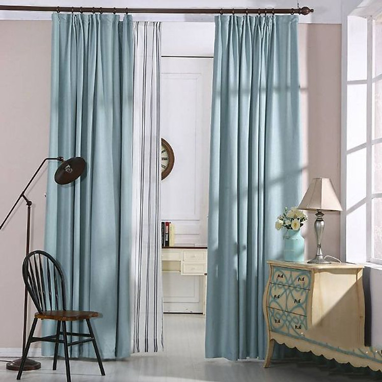 Rèm cửa vải LUCYA18-37 có thanh treo hợp kim nhôm màu vàng đồng đầu nhọn - cao cố định 1m6