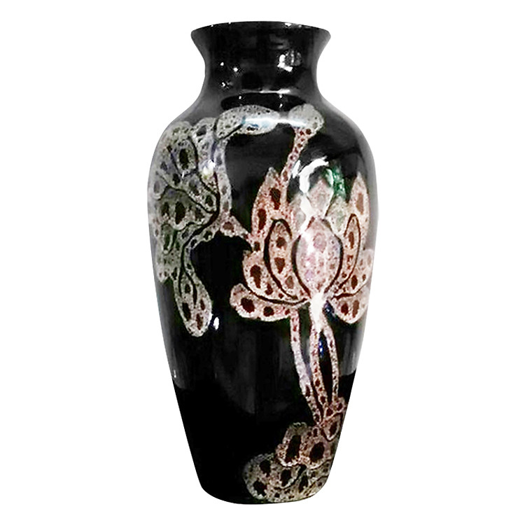 Bình Hoa Eo Đen Gốm Sứ Bát Tràng L539