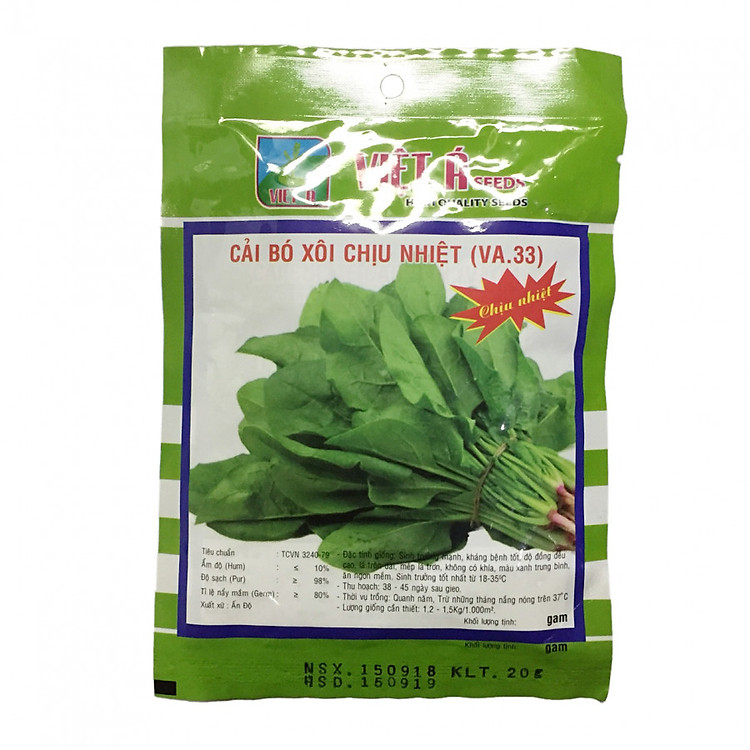 Hạt giống rau Viet A: Cải bó xôi chịu nhiệt 20g