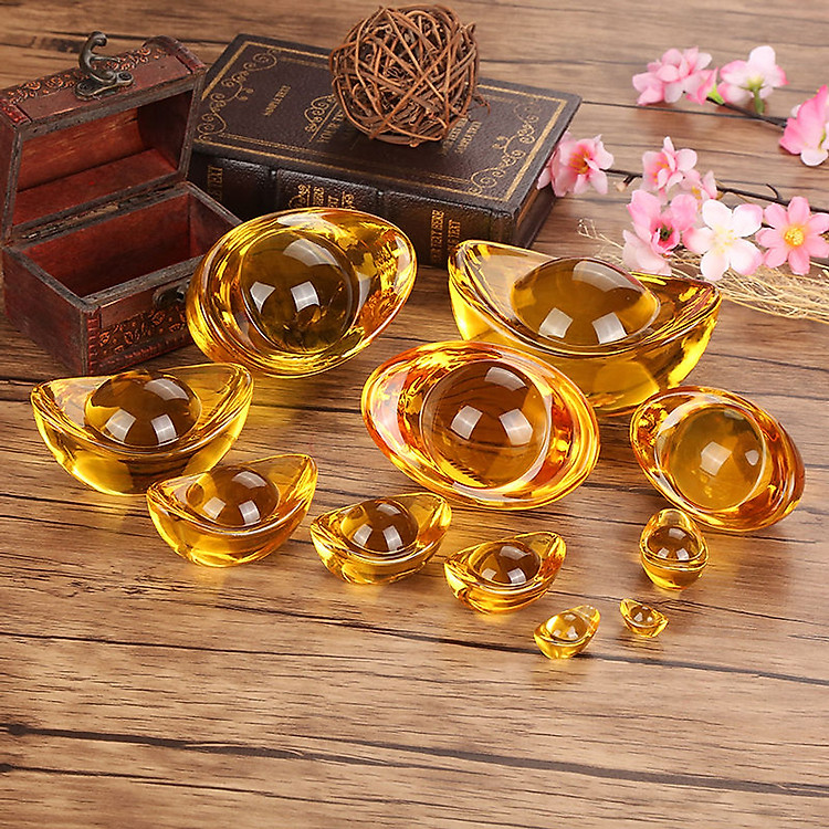 Kim Nguyên Bảo - Thỏi vàng phong thủy Thần Tài May Mắn KAI thuỷ tinh cao cấp_ Hàng Chính Hãng