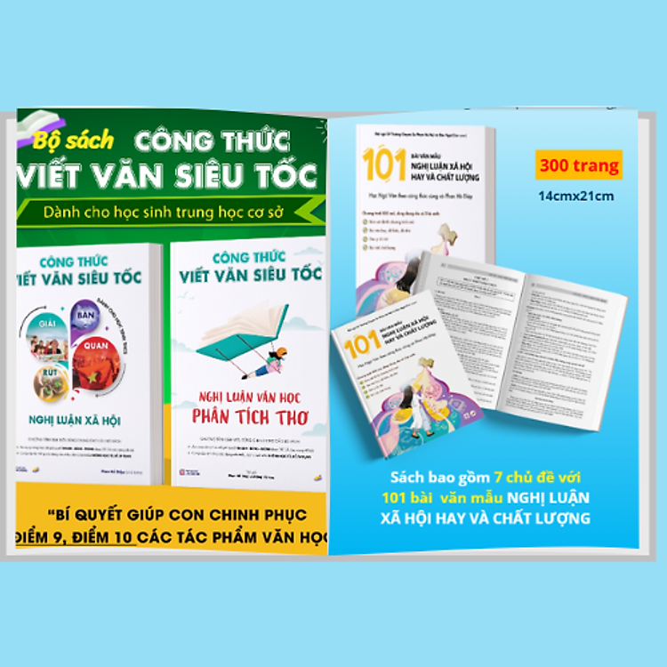 Bộ sách Công Thức Viết Văn Siêu Tốc cấp 2 - cô Phan Hồ Điệp, có kèm video hướng dẫn( SP chính hãng)