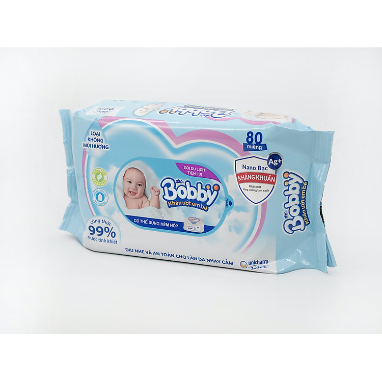 Khăn ướt Bobby NANO Bạc 80 tờ Ưu đãi - Hình ảnh 5