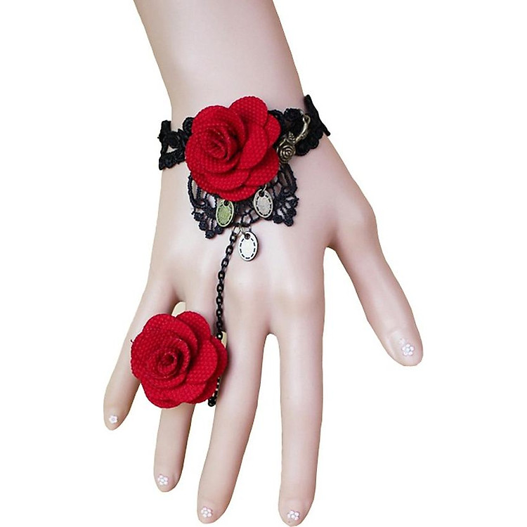 Vòng tay choker liền nhẫn hoa hồng