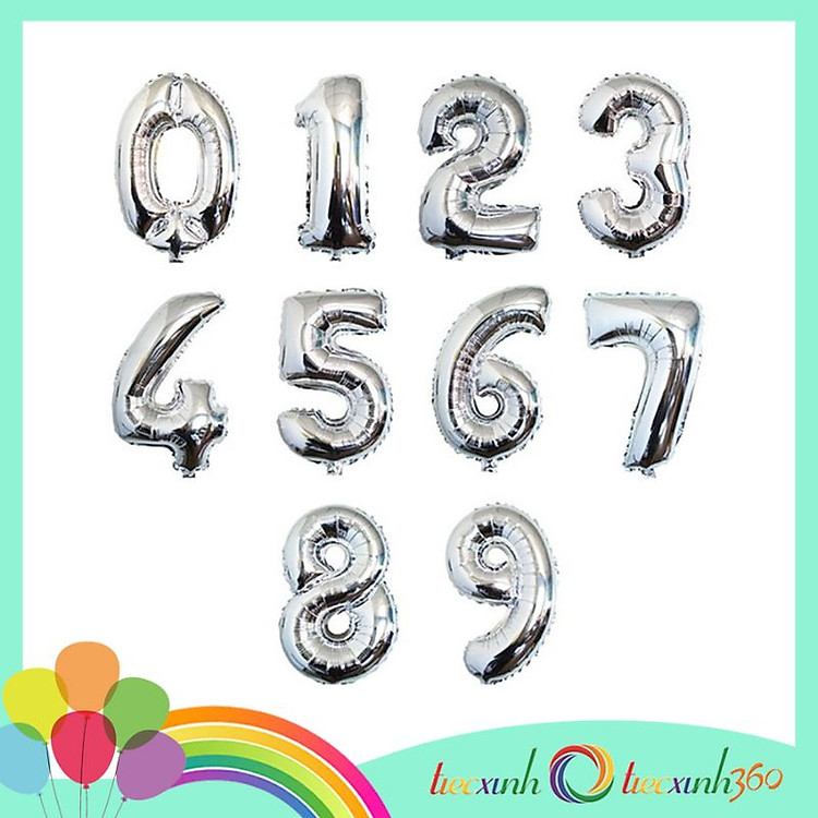 Bong bóng số 0-9 nhiều màu 35cm trang trí tiệc (7 chiếc)