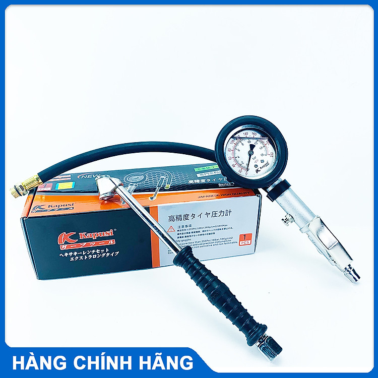 Vòi bơm ô tô khí nén 3 chức năng Kapusi có đồng hồ đo áp suất lốp đầu bơm 2 đầu tiện lợi cho ô tô xe máy xe đạp