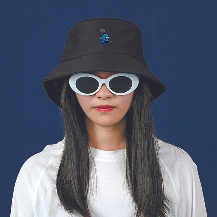 Nón bucket đen in hình Among Us Yasuo