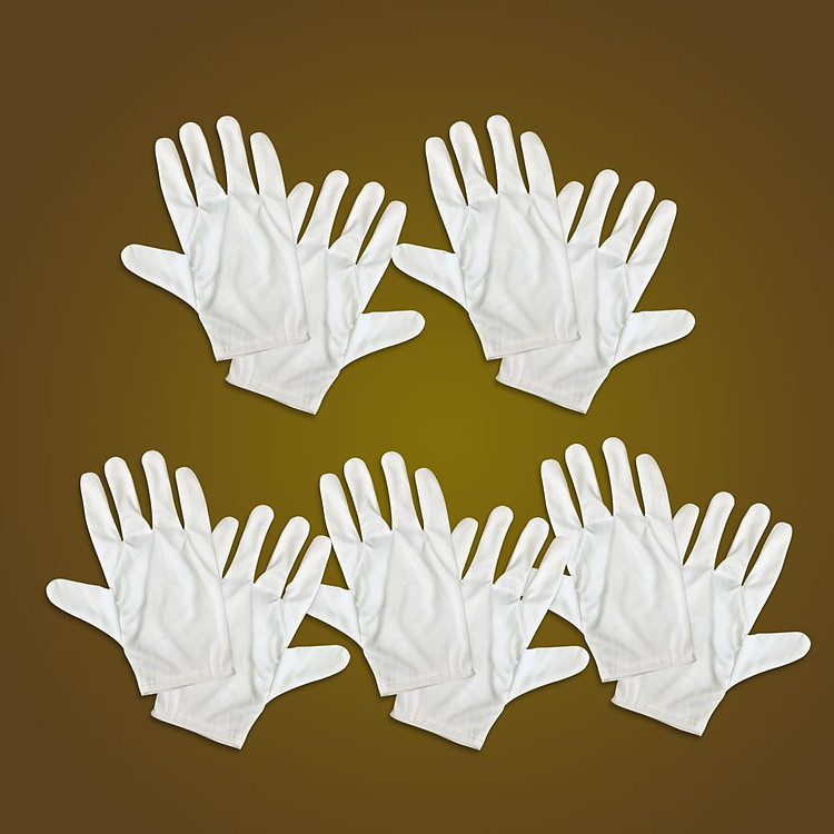 Bao tay trắng vải cotton 2 chiều (vải sẹc) cho lễ tân, bảo vệ, duyệt binh ( 5 đôi)
