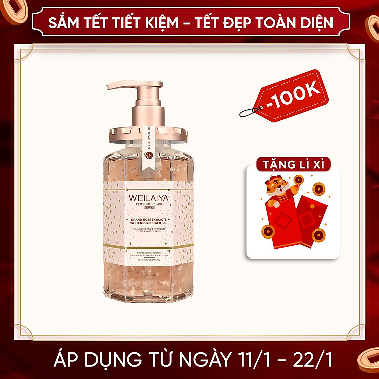 Sữa tắm trắng da cánh hoa hồng Damask Weilaiya Grand Rose Extracts Whitening Shower Gel 450ml